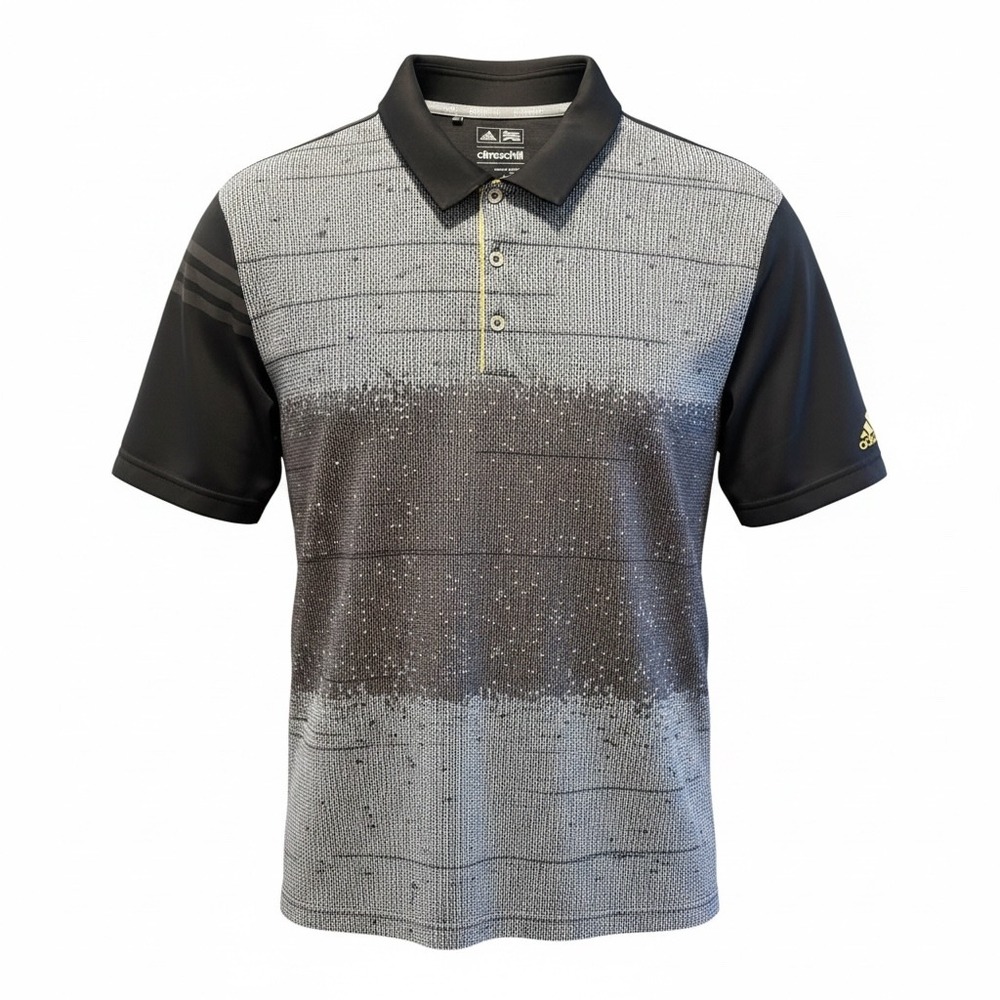 Adidas Polo Shirt Men Large Black Gray Excellent Climachill BC6837 Golf SS